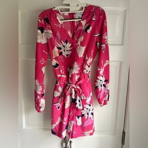 Carolina Belle Pink Floral Long-Sleeve Romper, Pink/White, Size 6
